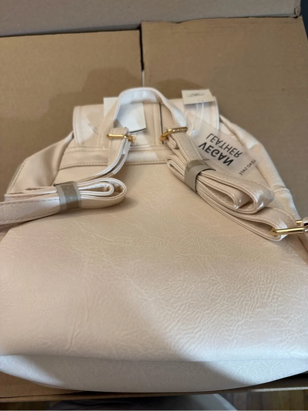 Cream Quilted Women's Backpack
